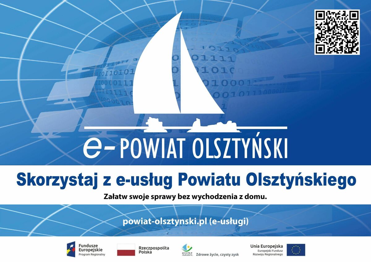 Grafika promująca platformę e-usługi Powiatu Olsztyńskiego 